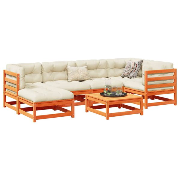 vidaXL Garden Sofa Set Wax brown Solid pine wood Large Modular