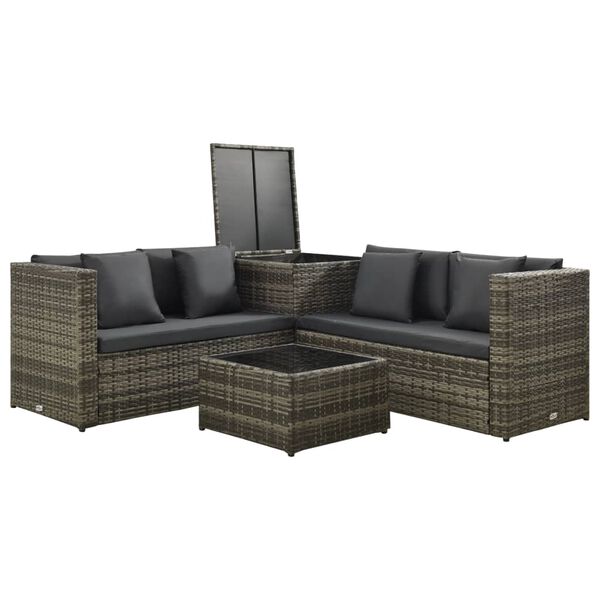 vidaXL Patio Furniture Set Set of 4 Grey, Dark grey