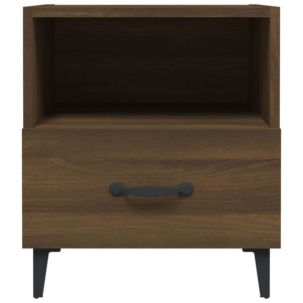 vidaXL Bedside Cabinet Set of 2 Brown Oak Engineered wood, Metal
