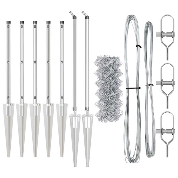 vidaXL Fence Post Silver 32.81 x 1.31 ft (1.57 x 1.57 in mesh) Steel