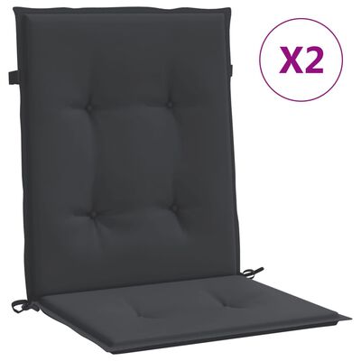 vidaXL Garden Lowback Chair Cushions 2 pcs Black 39.4"x19.7"x1.2" Oxford Fabric