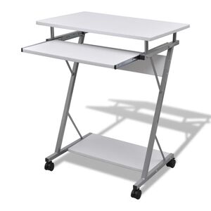 vidaXL Computer Desk White Particle Board Compact Pull-Out
