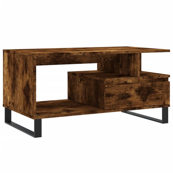 vidaXL Coffee Table Smoked Oak Engineered Wood Medium Coffee Table