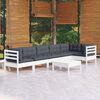 vidaXL Garden Lounge Set White, Anthracite Solid pinewood, 100% polyester