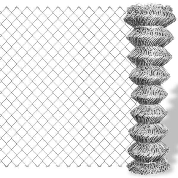 vidaXL Chain Link Fence Galvanized Steel 49.2'x2.6' Silver