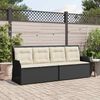 vidaXL Garden Bench with Cushion Black and Cream White Poly Rattan