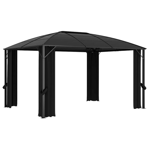 vidaXL Gazebo with Curtains 157.5"x118.1"x104.3" Anthracite