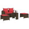 vidaXL 5 Piece Patio Sofa Set with Cushions Stackable Brown Poly Rattan
