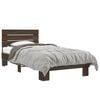 vidaXL Bed Frame Brown Oak Engineered Wood, Metal, Plywood Twin