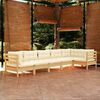 vidaXL Garden Lounge Set Cream Solid pine, 100% polyester fabric Full Set