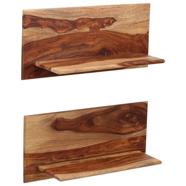 vidaXL Wall Shelf Set of 2 Natural wood color Solid Acacia wood Medium