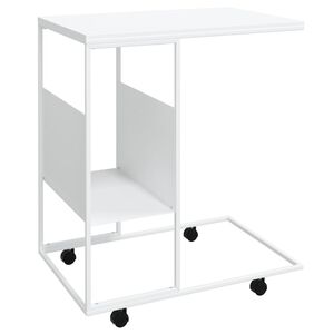 vidaXL Side Table White Engineered wood, iron Medium Side Table