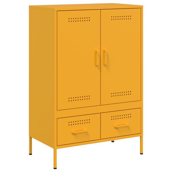 vidaXL Highboard Mustard Yellow Cold-rolled Steel 26.8x15.4x40.0 in