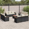 vidaXL Garden Sofa Set Black PE rattan 13 Piece Modular