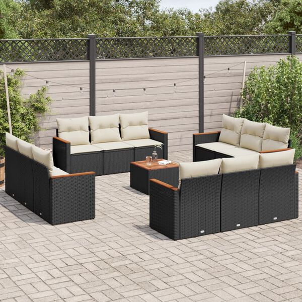 vidaXL Garden Sofa Set Black PE rattan 13 Piece Modular