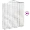 vidaXL Gabion Basket Set of 8 Silver Galvanized Iron Extra Tall