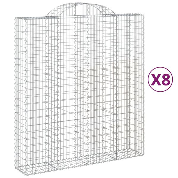 vidaXL Gabion Basket Set of 8 Silver Galvanized Iron Extra Tall
