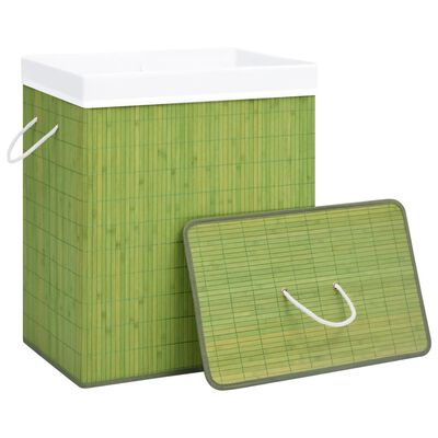 vidaXL Bamboo Laundry Basket with 2 Sections Green 26.4 gal