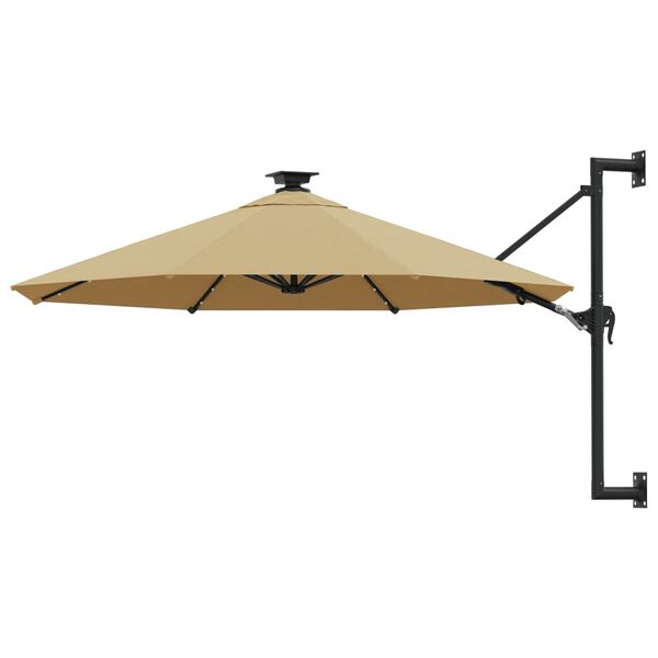 vidaXL Garden Parasol Taupe Polyester Large Adjustable Armrests