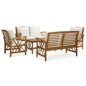 vidaXL Garden Lounge Set Cream White, Natural Wood Solid Acacia Wood Tough