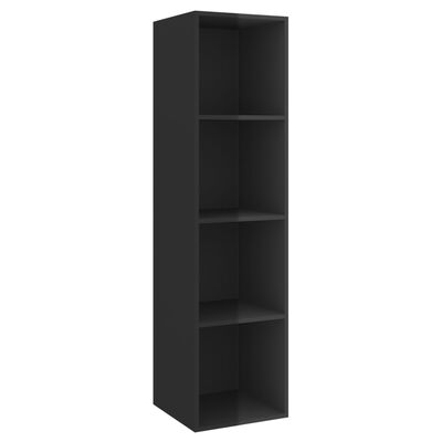 vidaXL Wall-mounted TV Cabinet High Gloss Black 14.6"x14.6"x56.1" Engineered Wood