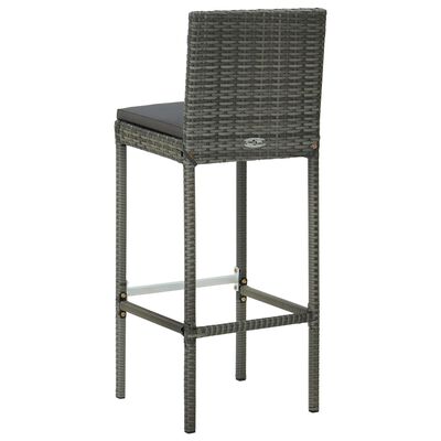 vidaXL 7 Piece Patio Bar Set with Cushions Poly Rattan Gray