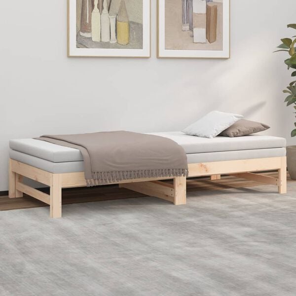 vidaXL Day Bed Natural Wood Solid Pine Wood Double