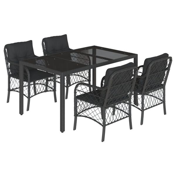 vidaXL Garden Dining Set Black PE rattan Large UV-resistant materials
