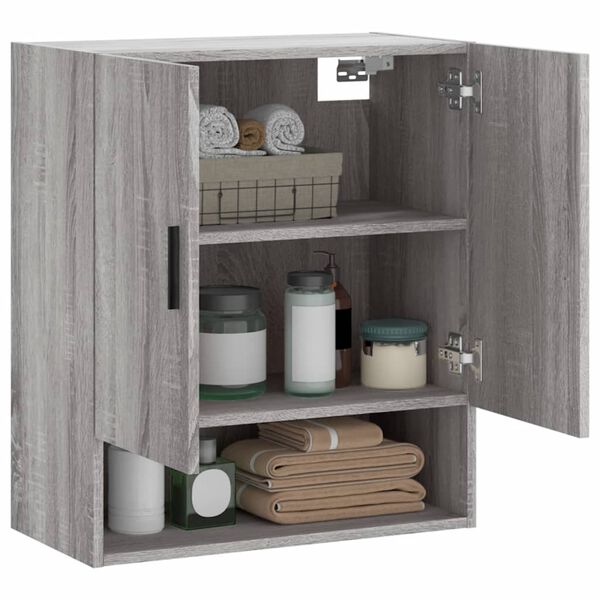 vidaXL Wall Cabinet Gray Sonoma Engineered Wood Wall Cabinet Rectangular