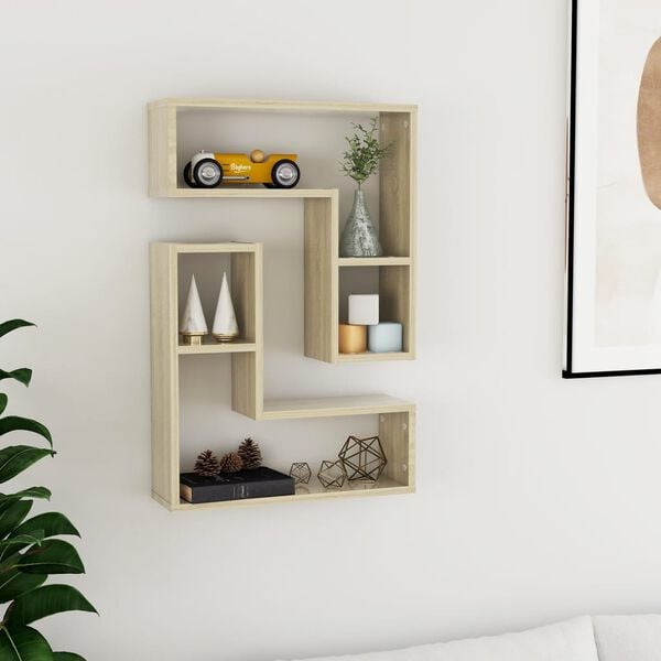 vidaXL Wall Shelf Set of 2 Sonoma oak Engineered wood 19.7x5.9x19.7 in