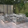 vidaXL Garden Lounge Set Grey Solid Pine Wood 9 Piece Set Modular