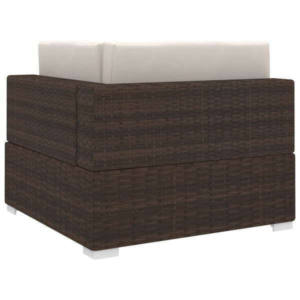 vidaXL Corner Seat Brown PE Rattan, Polyester, Powder-Coated Steel Medium