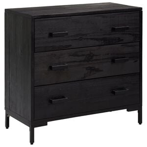 vidaXL Chest Of Drawers Black Solid pine wood, engineered wood, metal