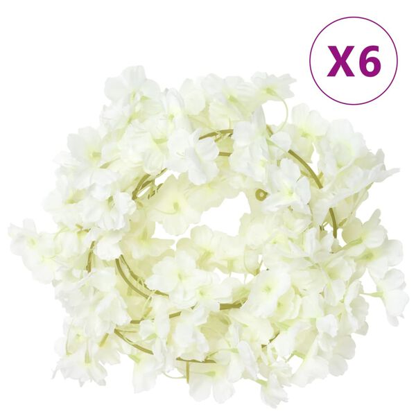 vidaXL Christmas Flower Garland White Artificial silk and PE Large
