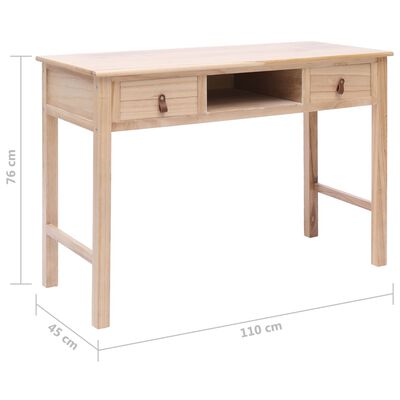 vidaXL Writing Desk Natural 43.3"x17.7"x29.9" Wood