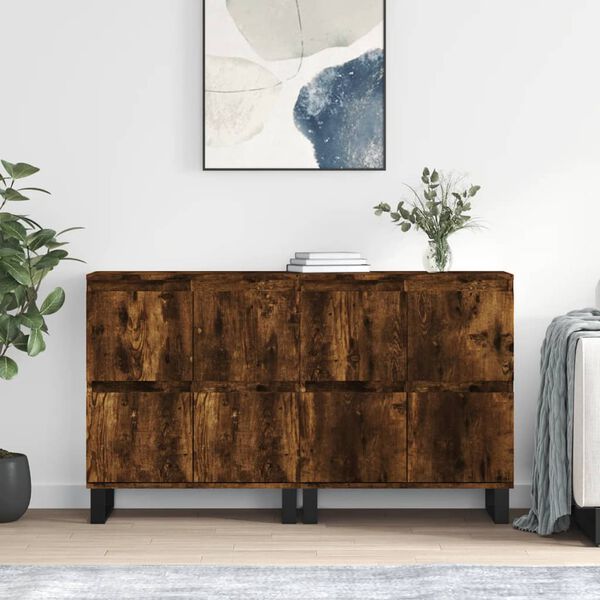 vidaXL Sideboard Set of 2 Smoked Oak Engineered Wood Sideboard