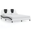 vidaXL Bed Frame "Viana" with LED without Mattress White and Black 63"x78.7"