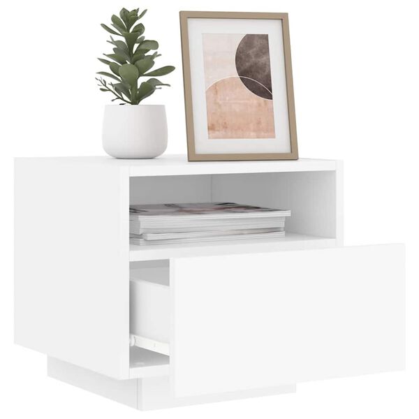 vidaXL Bedside Cabinet Cool White Engineered Wood Compact