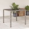 vidaXL Garden Table Grey PE rattan, tempered glass, powder-coated steel