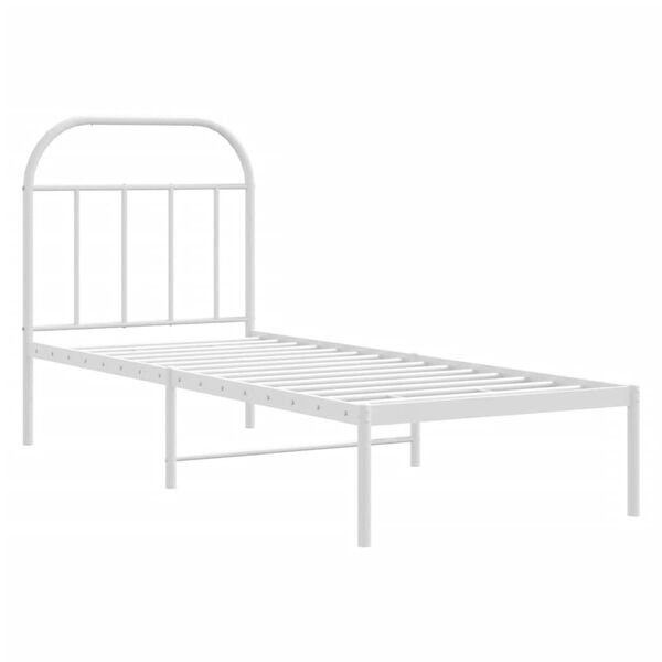 vidaXL Bed Frame White Powder-Coated Steel Small Single Bed Frame