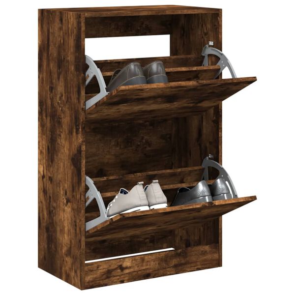 vidaXL Shoe Cabinet Smoked oak Engineered wood Compact Shoe Cabinet