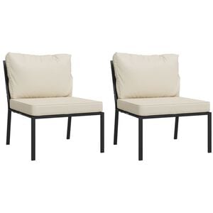 vidaXL Patio Chair Set of 2 Black and sand