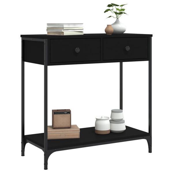 vidaXL Console Table Black Engineered wood, metal 29.5 x 13.6 x 29.5 in