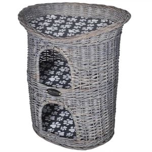 vidaXL Cat House Grey Willow, Polyester Medium Durable Cat House