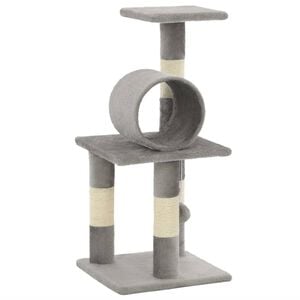 vidaXL Cat Tree Grey Particle board, plush, sisal rope Medium Durable