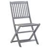 vidaXL Outdoor Chair Set of 8 Grey Acacia Wood Standard Foldable