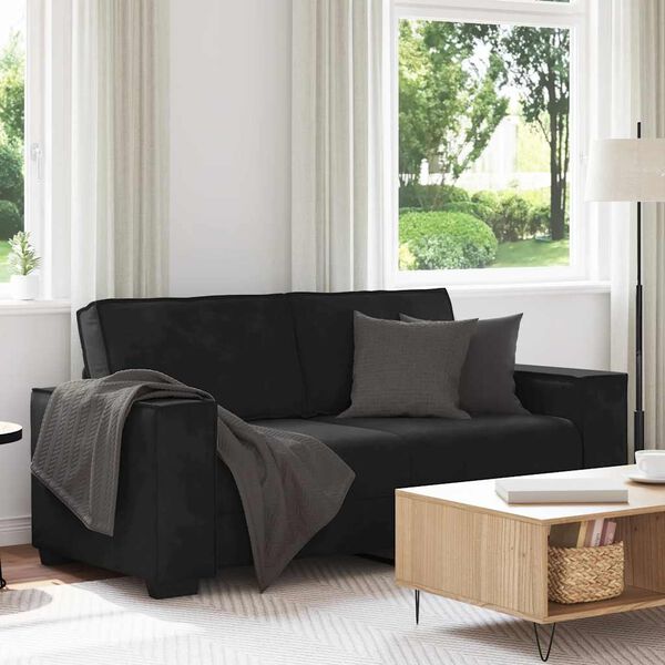 vidaXL 2-seater Sofa Black Velvet, Metal, Plywood, Solid wood