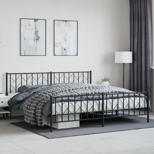 vidaXL Bed Frame Black Powder-Coated Steel 78.7 x 78.7 in Bed Frame