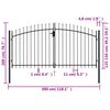 vidaXL Fence Gate Double Door with Spike Top Steel 9.8'x4.9' Black