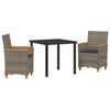 vidaXL Garden Dining Set 3 pcs Gray poly rattan